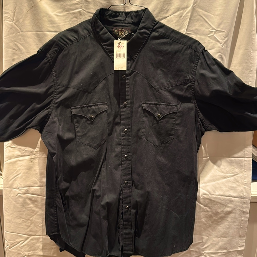 DOUBLE RL Polo Ralph Lauren western shirt, RRL Basics, black, size XL, New w/Tag